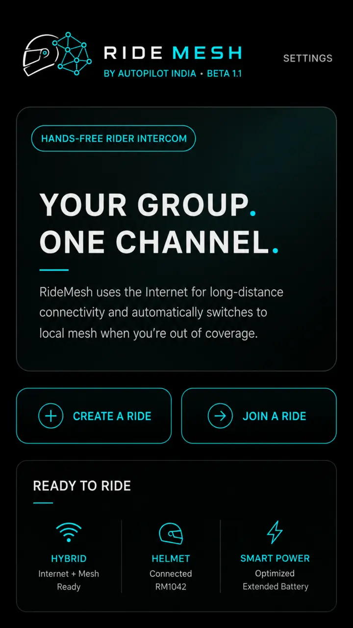RideMesh home screen