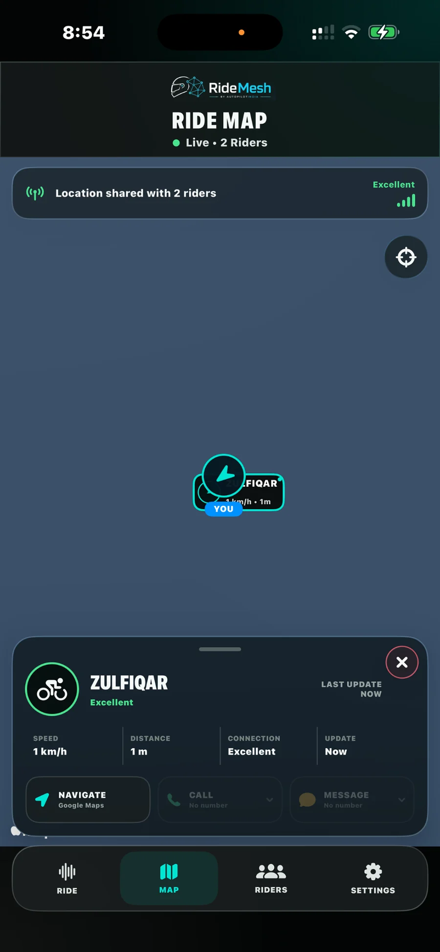 RideMesh Live Rider Map